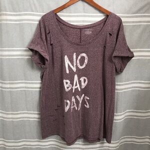 LANE BRYANT / "No Bad Days" Destroyed Graphic Tee Size 18/20